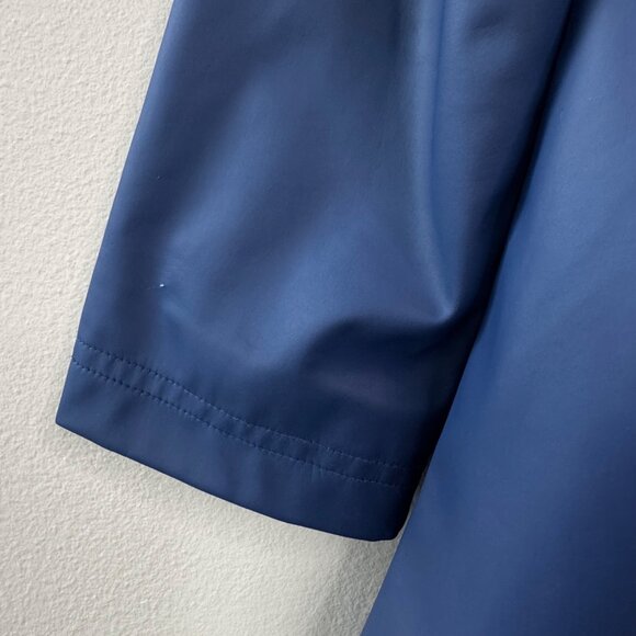 HATLEY Navy Blue Raincoat Girls 8 Waterproof Rain Jacket Red Buttons - Picture 4 of 9